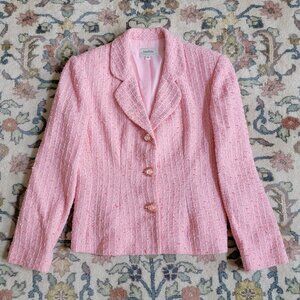 Vintage Neiman Marcus Exclusive Rose Mohair-Blend Tweed Blazer Women's 4